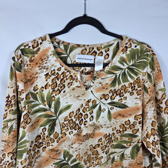 Alfred Dunner Top Tee Blue Women's Size Large Brown & Green Animal/Jungle Print - Picture 4 of 11